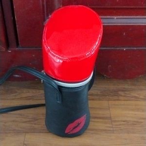 Lip Stick bag,Vinyl,Faux Leather,One Size, Red,and Black